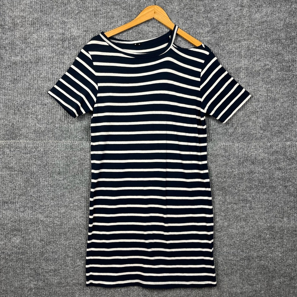 Monrow T-Shirt Dress Womens M Breton Stripe Preppy Coastal USA Made Clean Girl